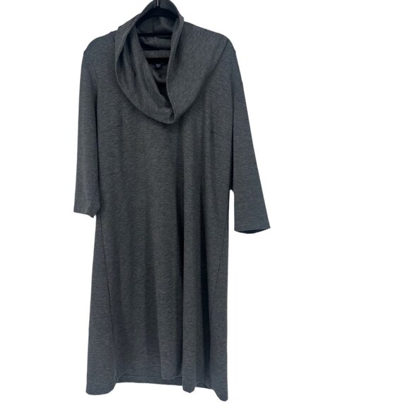 Land’s End Cozy Cowl Neck Midi Dress Charcoal Gray  3/4 Sleeves Size 1X - Picture 1 of 6